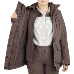 HUNTING WOMEN’S 3-IN-1 WARM WATERPROOF JACKET 500 - BROWN -Outdoor Equipment Store k0459ec1781d18cad2cad0e7c6f02e087