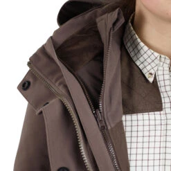HUNTING WOMEN’S 3-IN-1 WARM WATERPROOF JACKET 500 - BROWN -Outdoor Equipment Store k2663bee4f0aa78440f2adcf10369f400