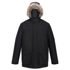 Regatta Mens Salinger II Faux Fur Insulated Parka (Black)