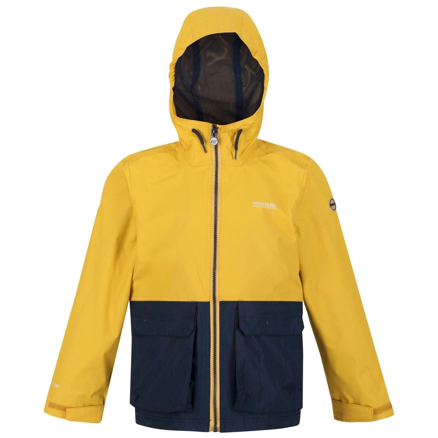 Regatta Childrens/Kids Hywell Waterproof Jacket (Yellow Gold/Navy) 3 Regatta Childrens/Kids Hywell Waterproof Jacket (Yellow Gold/Navy)