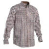 Long-Sleeved Checked Cotton Country Sport Shirt Brown Black Verney Carron