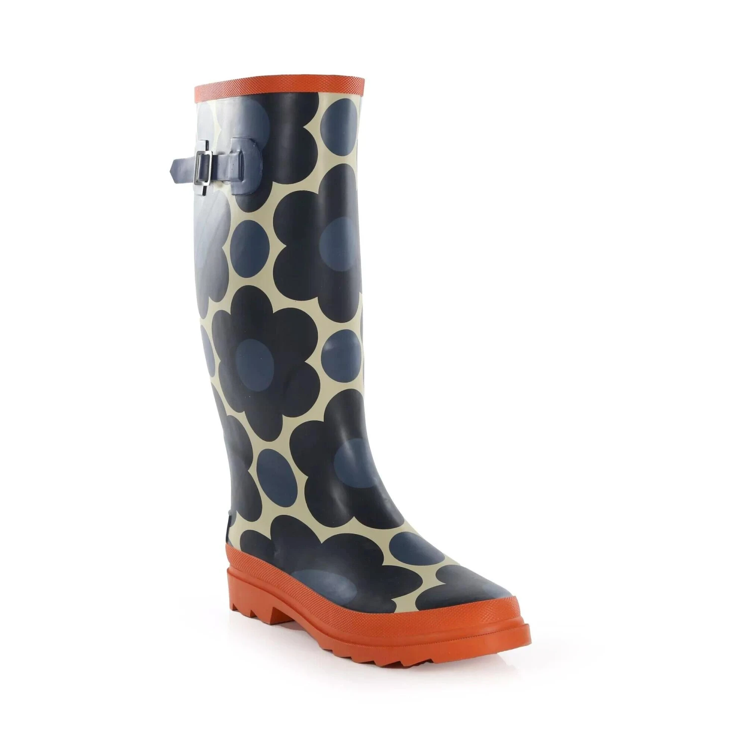 Regatta Womens/Ladies Orla Kiely Flower Pop Wellington Boots (Blue/Orange) 3 Regatta Womens/Ladies Orla Kiely Flower Pop Wellington Boots (Blue/Orange)