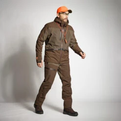 HUNTING WATERPROOF REINFORCED JACKET 900 BROWN -Outdoor Equipment Store ked793c8187af2242cfd7d1bfe7446611