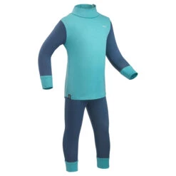 WEDZE Baby Ski Base Layer Top, Undershirt Merino Wool MERIWARM Turquoise -Outdoor Equipment Store keed6e176f8944d06252406caefb68099