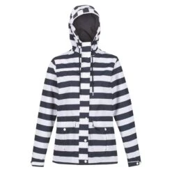 Regatta Womens/Ladies Bayarma Striped Lightweight Waterproof Jacket (Navy/White)